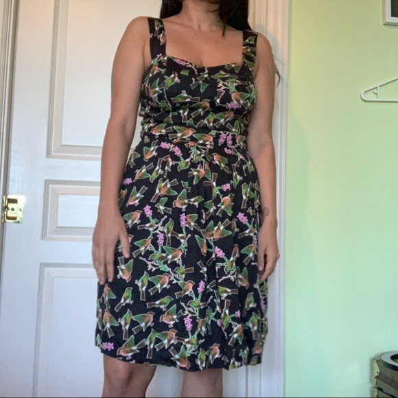Bird pattern dress with pockets - Picture 5 of 6
